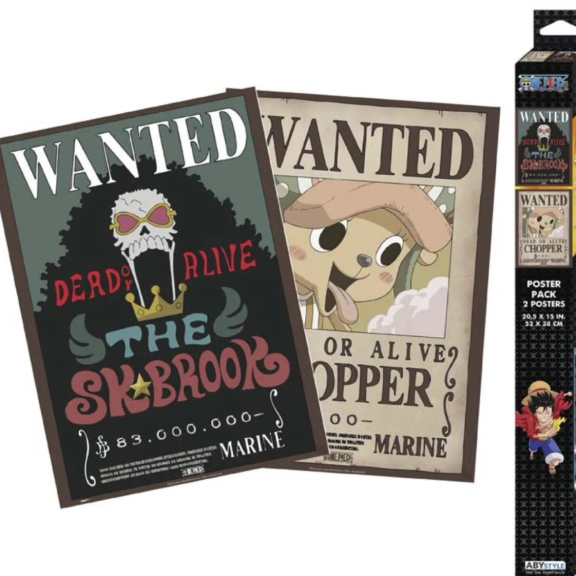 one piece - set 2 chibi poster 52x38cm - wanted chopper & brook