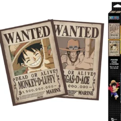 one piece - set 2 chibi poster 52x38cm - wanted luffy & ace