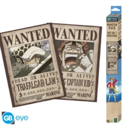one piece - set 2 posters chibi 52x38cm - wanted law & kid