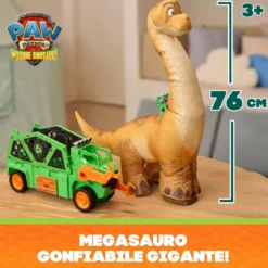 paw patrol - dino movie - megasauro gonfiabile con veicolo e personaggio