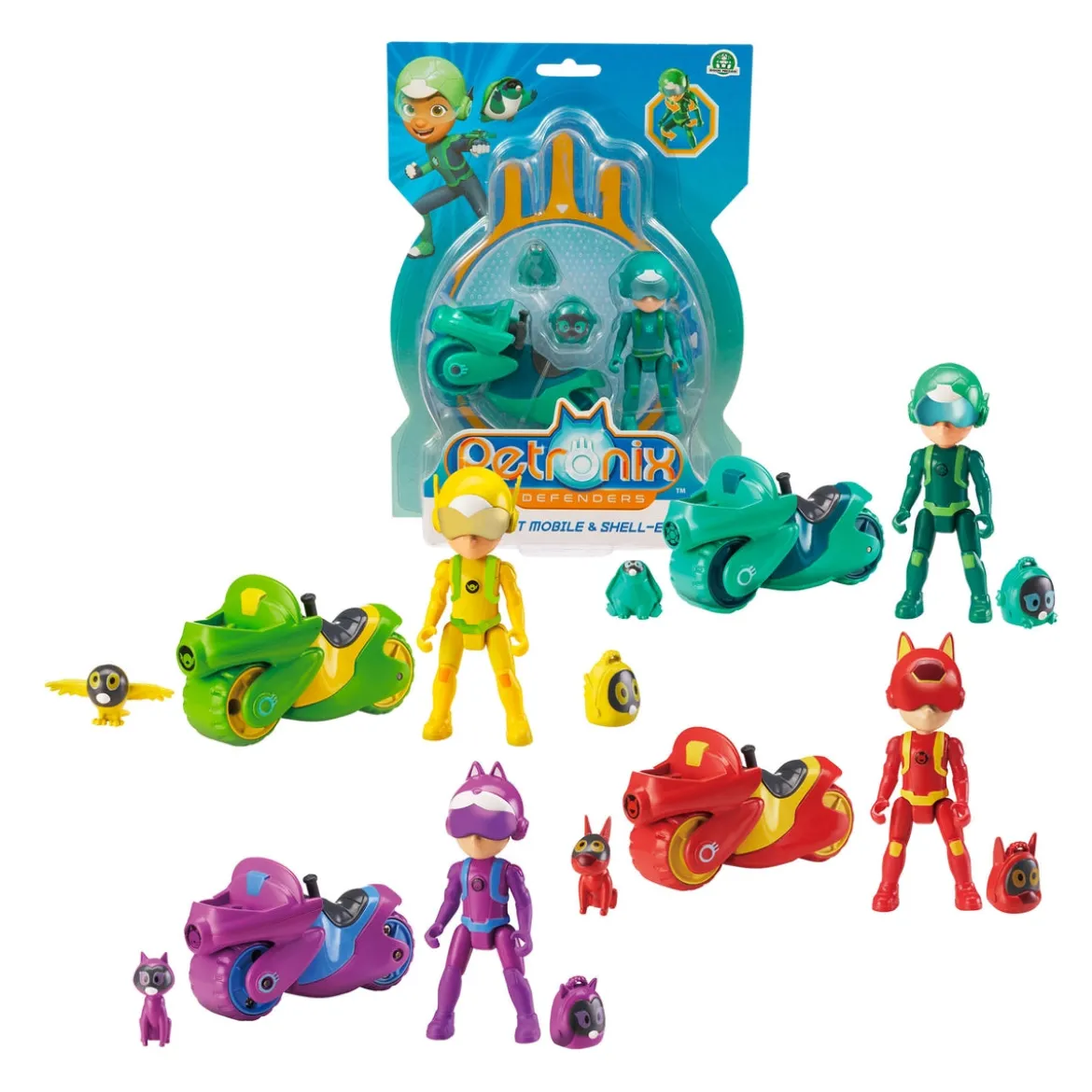 petronix defenders - personaggio articolato con moto 7cm - assortimento