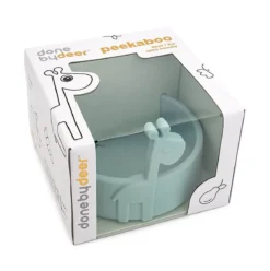 piatto anti-scivolo in silicone alimentare -peekaboo - raffi - celeste