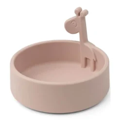 piatto anti-scivolo in silicone alimentare - peekaboo - raffi - rosa cipria