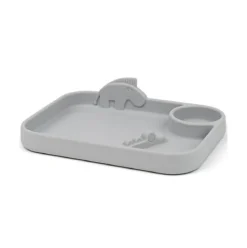 piatto a scomparti peekaboo - croco e zeebe - grigio - 100% silicone alimentare