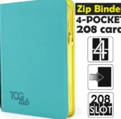 4-pocket - album 4 tasche con zip gialla - 208 slot - celeste