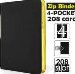 4-pocket - album 4 tasche con zip gialla - 208 slot - nero