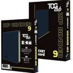 9-pocket trading card binder with zipper - 468 blu scuro - zip gialla