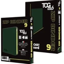 9-pocket trading card binder with zipper - 468 verde foresta - zip gialla