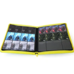 12-pocket trading card binder with zipper - 624 rosso - zip gialla