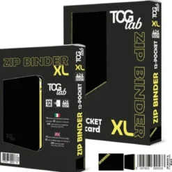 12-pocket trading card binder with zipper - 624 nero - zip gialla