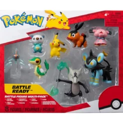 pokemon - battle figure multi-pack - rotom / oshawott / tepig / luxio / snivy / pikachu / snubbull / morowak