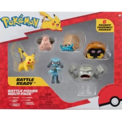 pokemon - battle figure multi-pack - pikachu / cleffa / geodude / riolu / omanyte / kabuto
