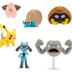 pokemon - battle figure multi-pack - pikachu / cleffa / geodude / riolu / omanyte / kabuto