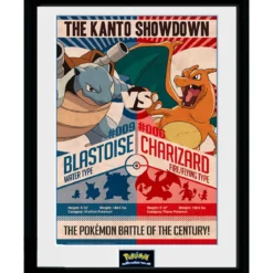pokemon - framed print - charizard vs blastoise - (30x40cm)