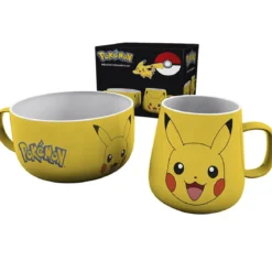 pokemon - set da colazione - tazza + ciotola - pikachu