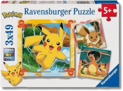 pokémon - puzzle 3x49 pezzi