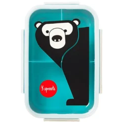 porta pranzo bento a 3 scomparti - orso verde petrolio