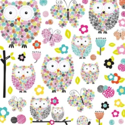 prismatic owls and butterflies - adesivo removibile da parete