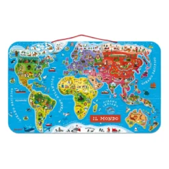 puzzle magnetico del mondo 92 pezzi in legno