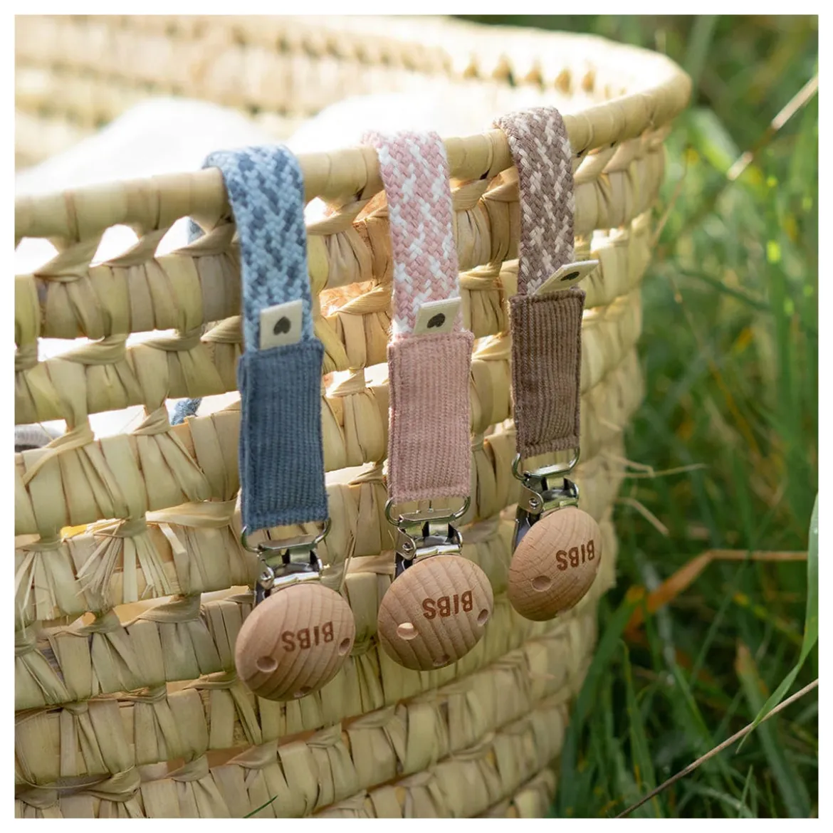 reggiciuccio universale paci clip - violet sky e mauve - 100% cotone biologico gots!