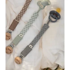 reggiciuccio universale paci braid - grigio nuvola e ferro - 100% cotone biologico