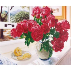 roses by the window - diamond dotz intermediate dd12.013 57x49cm