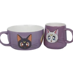 sailor moon - set da colazione - tazza + ciotola - luna & artemis