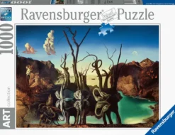 salvator dalì: cigni che riflettono elefanti - puzzle 1000 pezzi