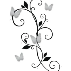 scroll sconce with butterflies - adesivo removibile da parete