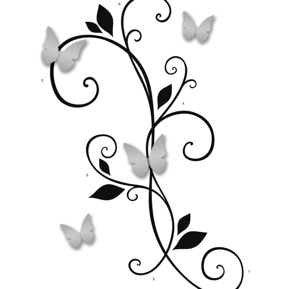scroll sconce with butterflies - adesivo removibile da parete