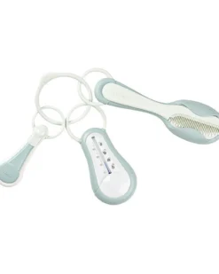 set accessori per l'igiene del bambino - verde - termometro da bagno + tagliaunghie + spazzola e pettine 2in1