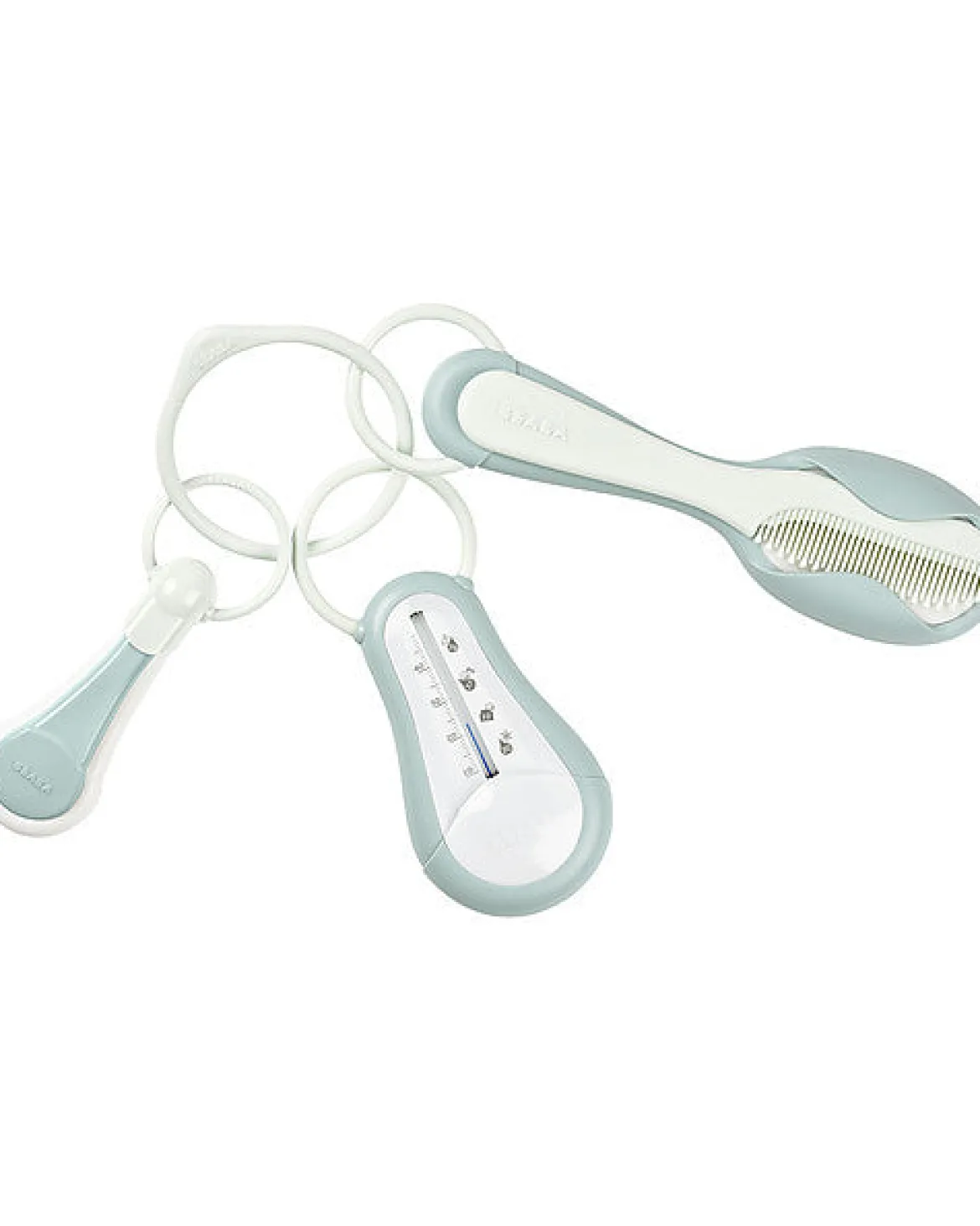 set accessori per l'igiene del bambino - verde - termometro da bagno + tagliaunghie + spazzola e pettine 2in1