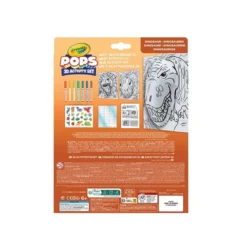 set attività pops dinosauri - 3 disegni 3d, 7 pennarelli, 3 fogli adesivi