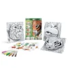 set attività pops giungla - 3 disegni 3d, 7 pennarelli, 3 fogli adesivi