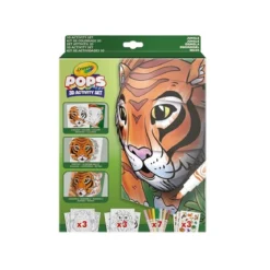 set attività pops giungla - 3 disegni 3d, 7 pennarelli, 3 fogli adesivi