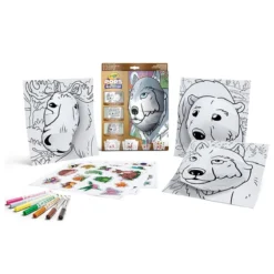 set attività pops natura selvaggia - 3 disegni 3d, 7 pennarelli, 3 fogli adesivi