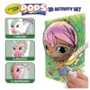 set attività pops personaggi incantati - 3 disegni 3d, 7 pennarelli, 3 fogli adesivi