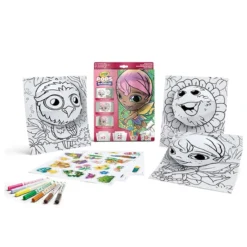 set attività pops personaggi incantati - 3 disegni 3d, 7 pennarelli, 3 fogli adesivi