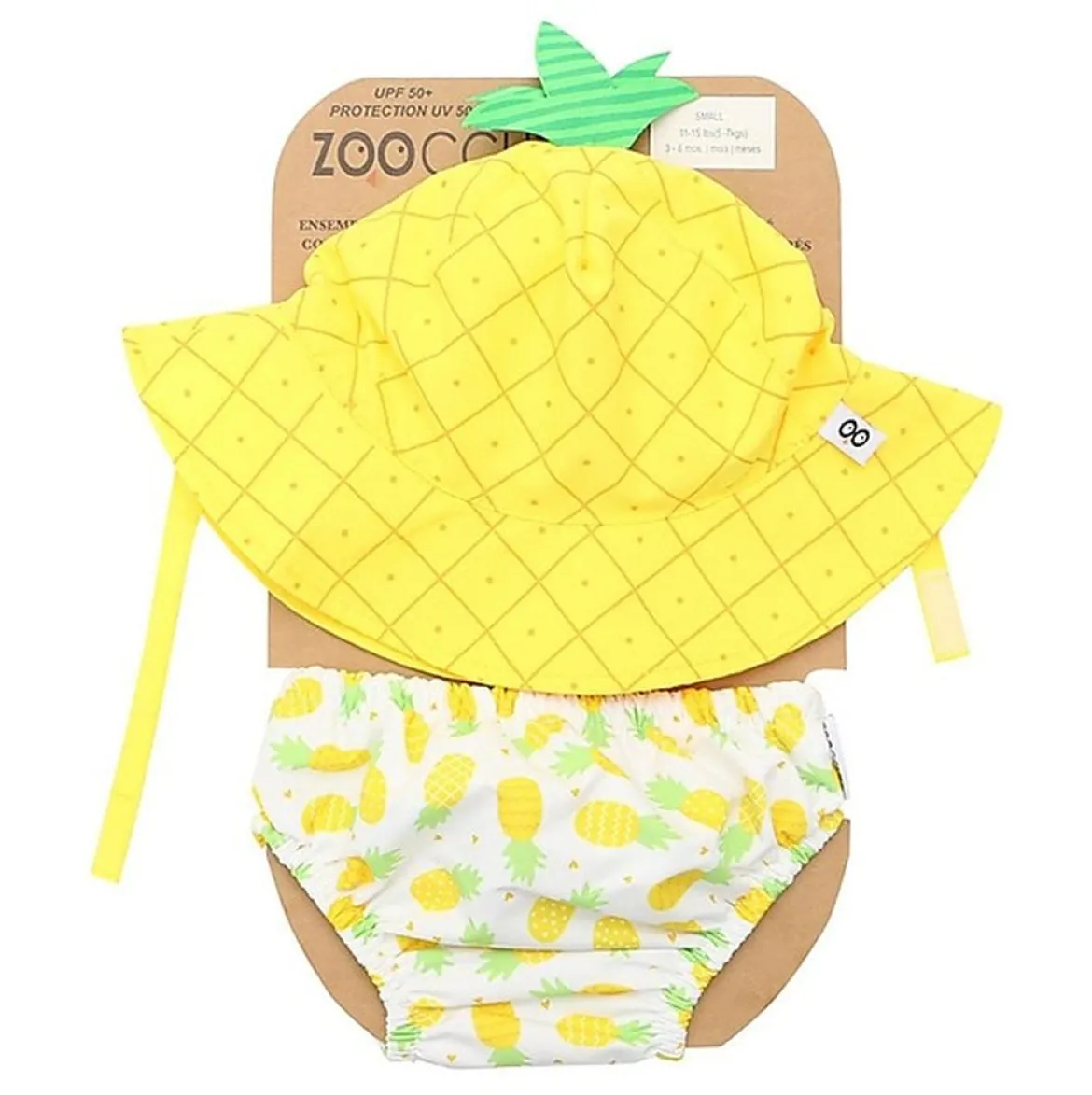 set baby costumino contenitivo + cappellino - ananas - taglia 6-12 mesi