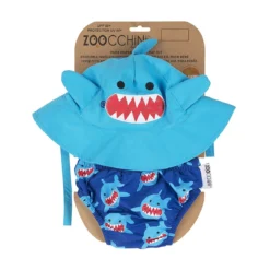 set baby costumino contenitivo + cappellino, squalo - upf 50+ - 3-6 mesi