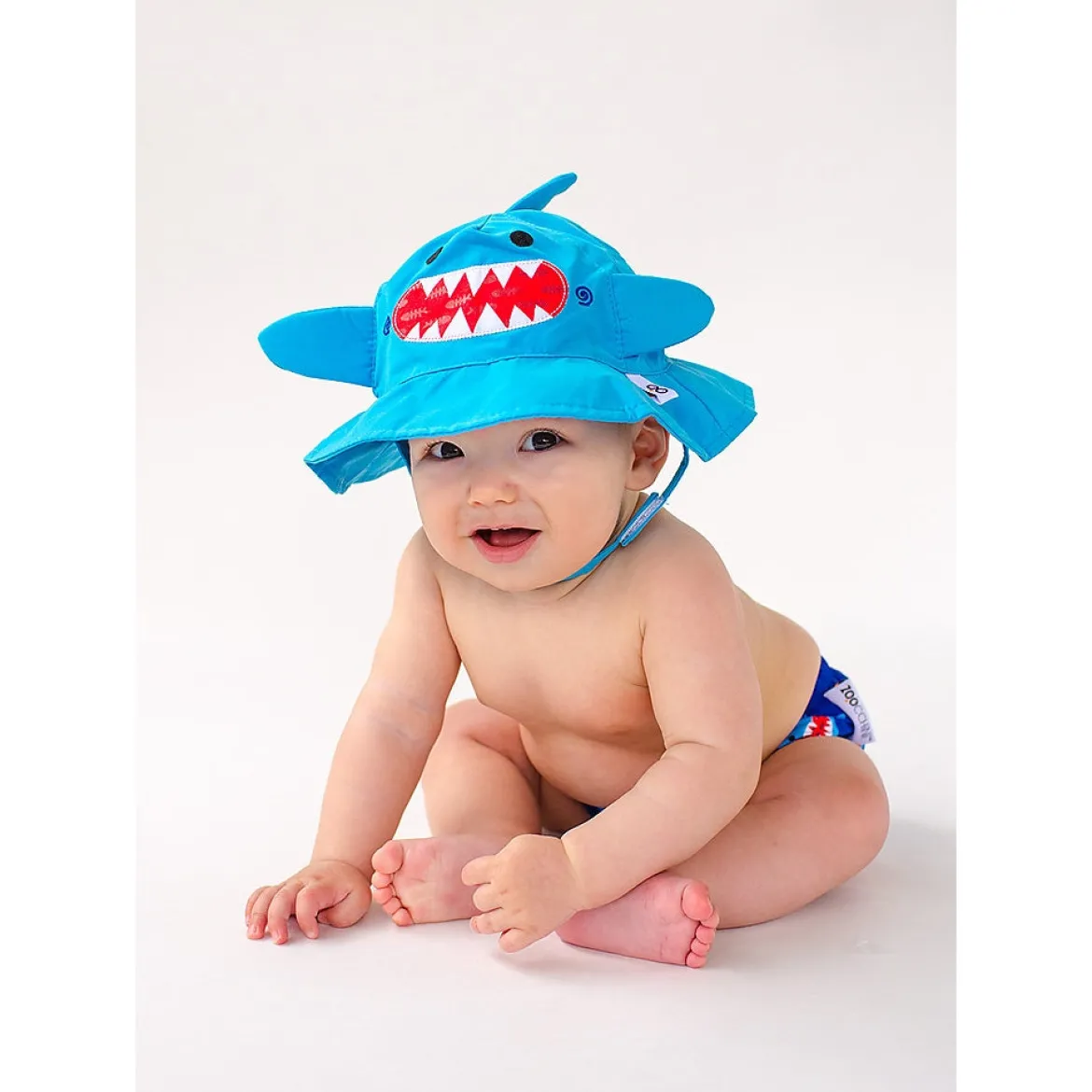 set baby costumino contenitivo + cappellino, squalo - upf 50+ - 3-6 mesi
