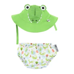 set baby costumino contenitivo + cappellino - alligatore - upf 50+ - 3-6 mesi