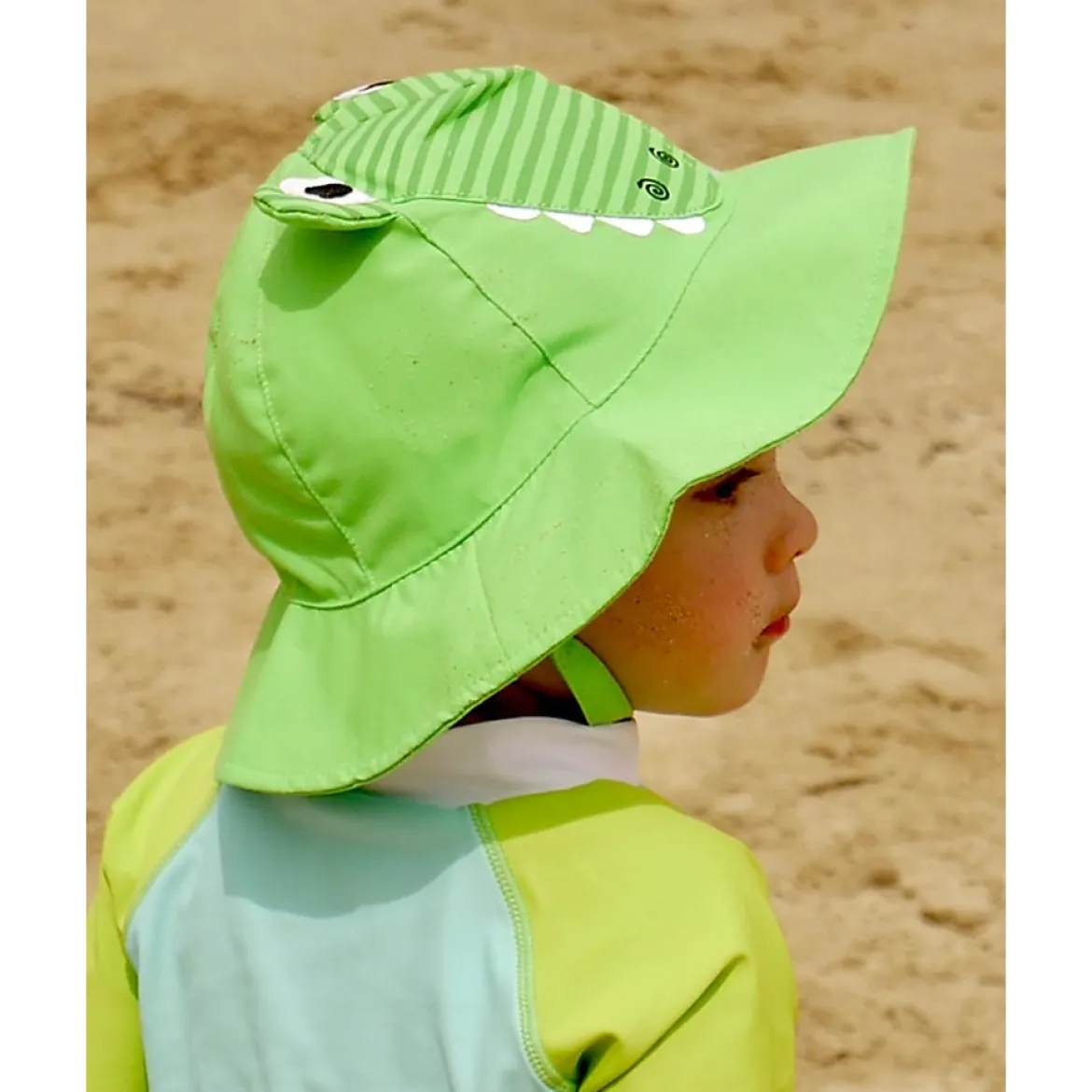 set baby costumino contenitivo + cappellino - alligatore - upf 50+ - 3-6 mesi