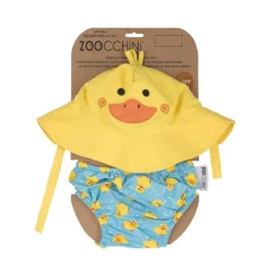 set baby costumino contenitivo + cappellino, anatroccolo - upf 50+ - 6-12 mesi