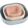 set 3 ciotole - grigio bianco e rosa - silicone alimentare