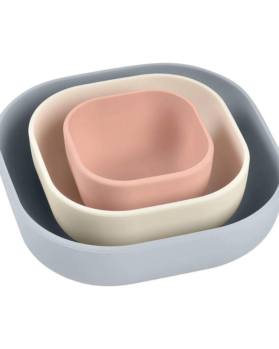 set 3 ciotole - grigio bianco e rosa - silicone alimentare