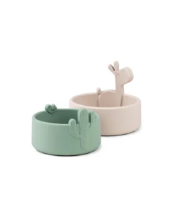 set 2 ciotole in silicone alimentare- lalee - sabbia/verde