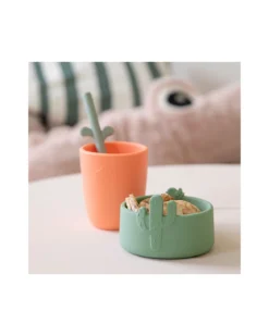 set 2 ciotole in silicone alimentare- lalee - sabbia/verde