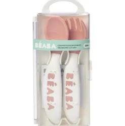 set con forchetta e cucchiaio ergonomici da apprendimento - rosa - da 8 mesi