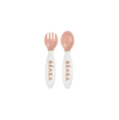 set con forchetta e cucchiaio ergonomici da apprendimento - rosa - da 8 mesi